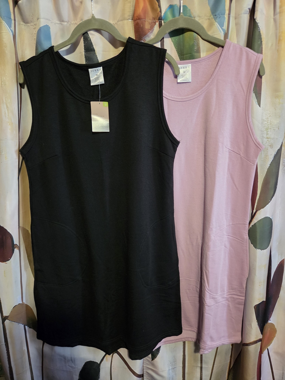 Sleeveless Tunic Dress - Black and Light Pink Set Of 2